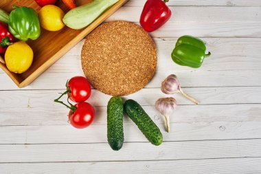 gıda vitaminleri organik gıda mutfak ürünleri yukarıdan görünüyor