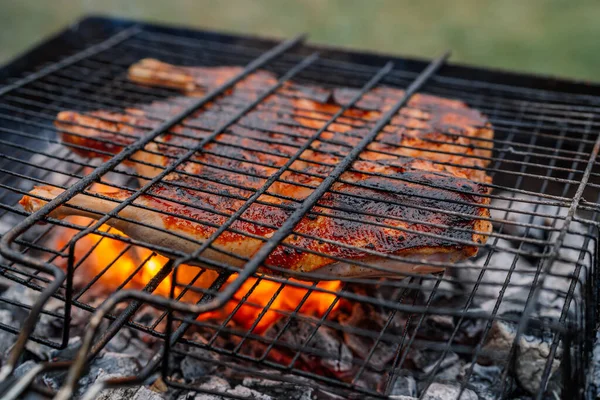 Natur grill grill mat grill utomhus rekreation — Stockfoto