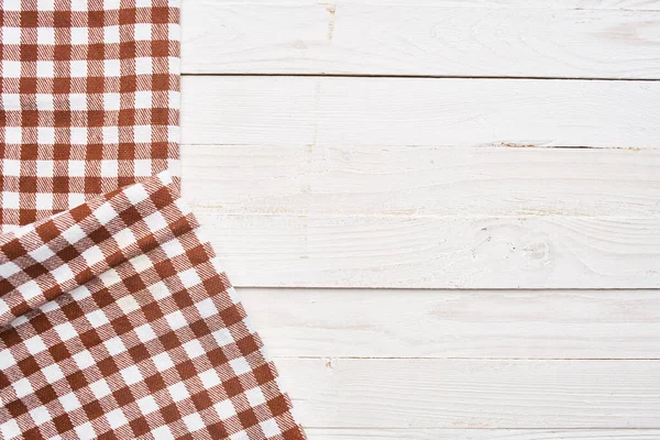 Plaid tablecloth wooden texture kitchen decoration design — Stock Photo, Image
