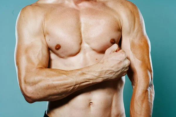 Musculoso torso masculino vista recortada culturista fitness — Foto de Stock