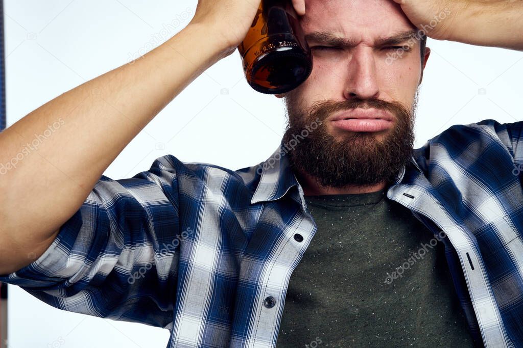 drunk man beer alcohol emotions fun isolated background