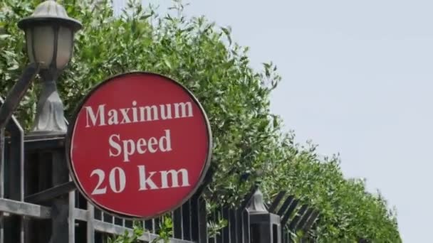 Red Road Sign Warning Speed Limit Road Safe Traffic Roads — Stock video