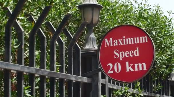 Red Road Sign Warning Speed Limit Road Safe Traffic Roads — Video Stock