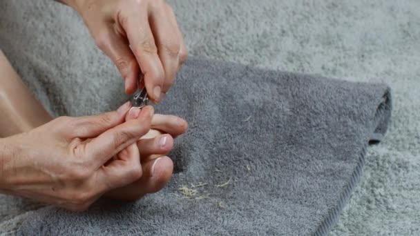 Close Process Caring Nails Toes Health Care Hygiene Female Body — Stock videók