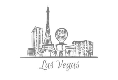 Las Vegas cityscape sketch hand drawn