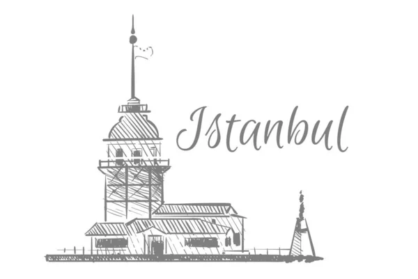 Turkey Istanbul Sketch Hand Drawn Vector — Stock vektor