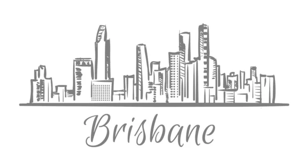 Brisbane Landscape Sketch Hand Drawn — Stockvektor