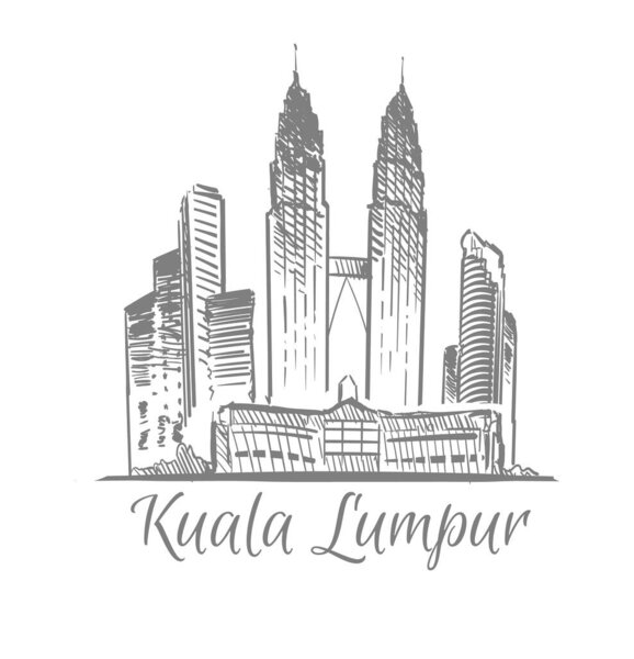 Kuala Lumpur Malaysia sketch hand drawn
