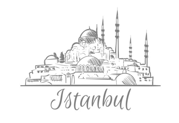 Turkey Istanbul Sketch Hand Drawn — Stockvector