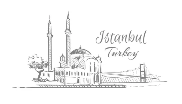 Turkey Istanbul Sketch Hand Drawn — Stockvector