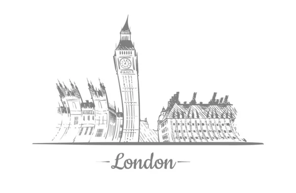 London England Landscape Sketch Hand Drawn — Stockvector