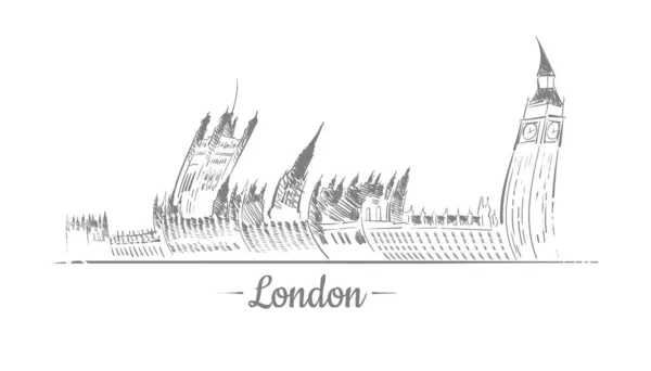 London England Landscape Sketch Hand Drawn — Image vectorielle