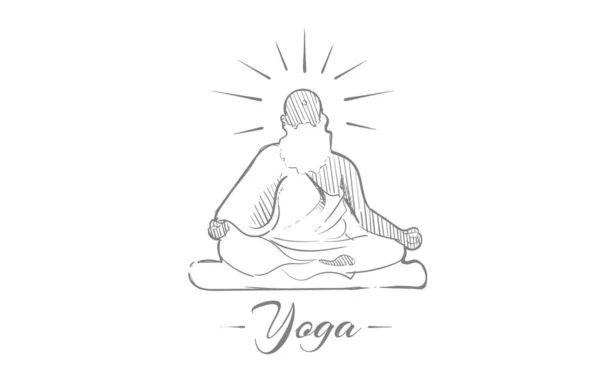 Enlightened Yoga Gurus Ketch Hand Drawn — Stock vektor