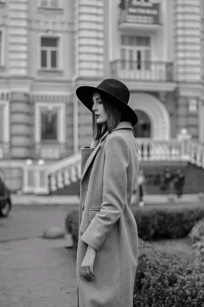 very beautiful girl in the city. High quality photo
