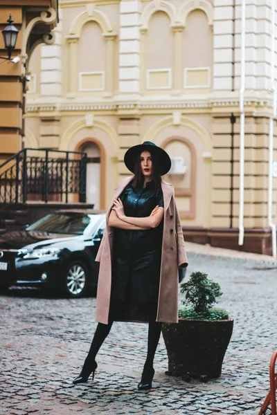very beautiful girl in the city. High quality photo
