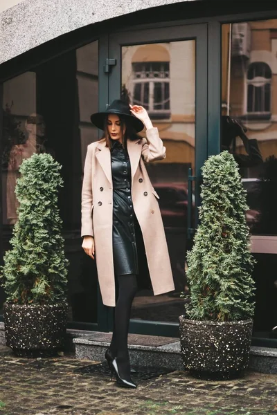 very beautiful girl in the city. High quality photo