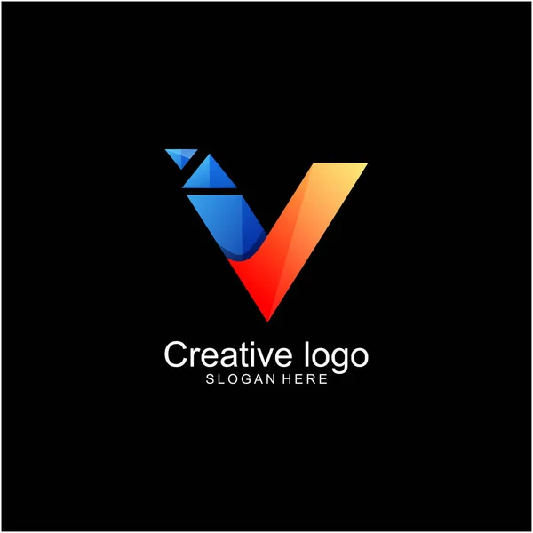 Logo Lettera Semplice Con Design Tecnologico Colorato — Vettoriale Stock