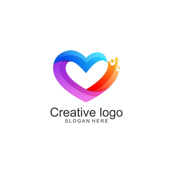 Простая Любовь Красочный Шаблон Логотипа — стоковый вектор