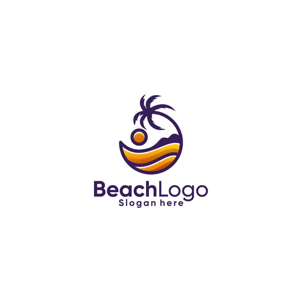Design Loga Pláže Moře — Stockový vektor