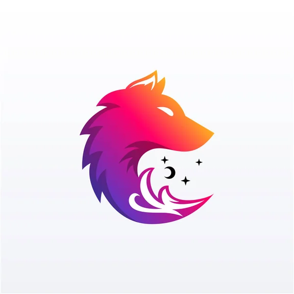 Wolf Waves Projektowaniu Logo Night Logo — Wektor stockowy