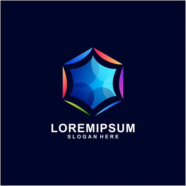 Logo Illustration Hexagon Gradient Colorful — Vetor de Stock