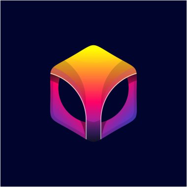 Eşsiz Soyut Çokgen Maske Gradyan Rengi