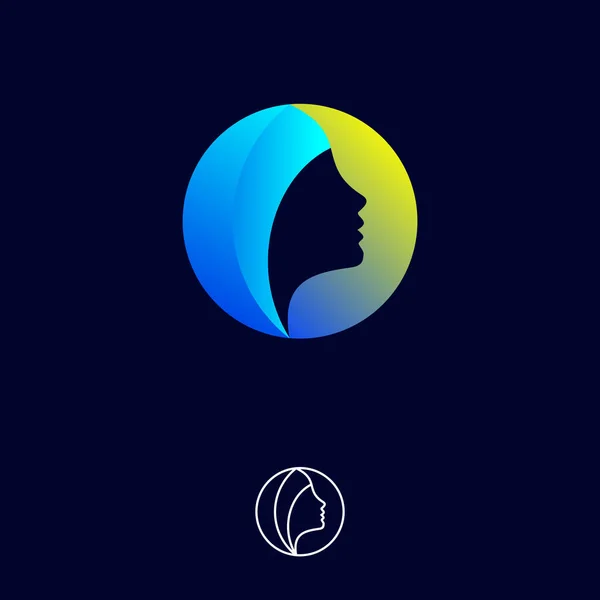 Kobieta Gapienie Się Logo Księżyca — Wektor stockowy