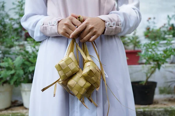 Ketupat is a special food during Eid al-Fitr in Indonesia, made from rice wrapped in coconut leaves