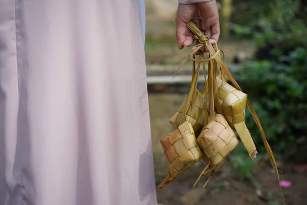 Ketupat is a special food during Eid al-Fitr in Indonesia, made from rice wrapped in coconut leaves