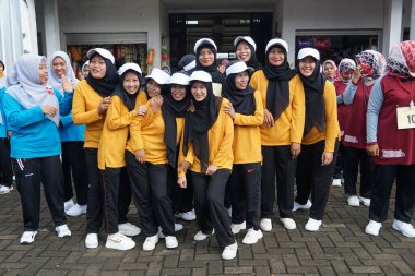 The participants of the walking race gathered at the departure point, in commemoration of the 77th Indonesian Independence Day
