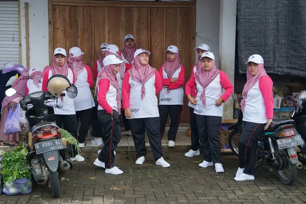 The participants of the walking race gathered at the departure point, in commemoration of the 77th Indonesian Independence Day
