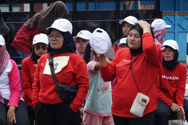 The participants of the walking race gathered at the departure point, in commemoration of the 77th Indonesian Independence Day