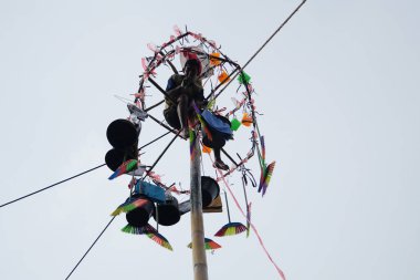 77. Endonezya Bağımsızlık Günü 'nü kutlamak için gökyüzü bulutluyken Areca tırmanışı yarışması