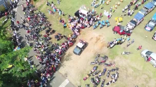 Endonezya Bağımsızlık Günü Nün Anısına Düzenlenen Karnaval Hazırlıklarının Tepesinden Manzara — Stok video