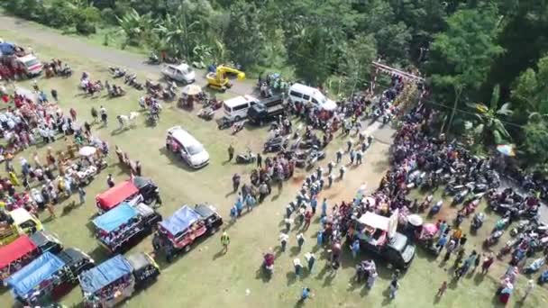 Utsikten Från Toppen Karnevalsförberedelserna Till Minne Den Indonesiska Självständighetsdagen — Stockvideo