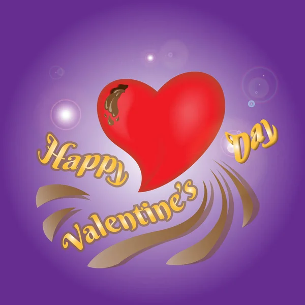 Illustration Des Valentinstags Herzens Mit Geschmolzener Schokolade — Stockvektor
