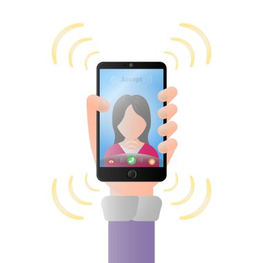Elinde siyah çanta olan akıllı telefon tasviri