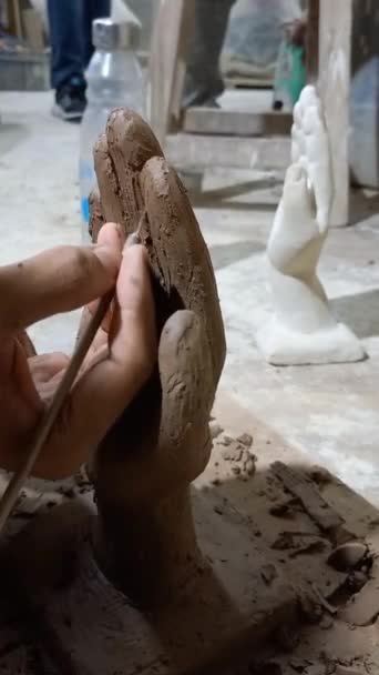 Skulptur Att Göra Videor Marmor Skulptur Hantverk Skulpturer — Stockvideo