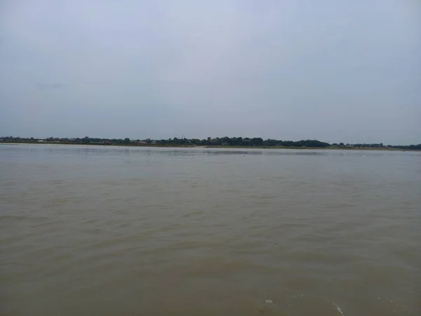 Triveni Sangam Confluence Theganges Ganga Yamuna Mythical Saraswati River Triveni — Stock Photo, Image