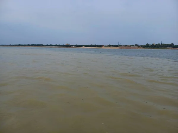 Triveni Sangam Confluence Theganges Ganga Yamuna Mythical Saraswati River Triveni — 스톡 사진