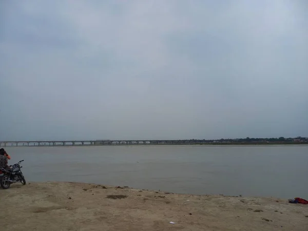 Triveni Sangam Confluence Theganges Ganga Yamuna Mythical Saraswati River Triveni — Stockfoto