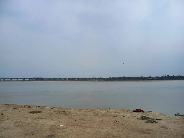 Triveni Sangam Confluence Theganges Ganga Yamuna Mythical Saraswati River Triveni — Fotografia de Stock