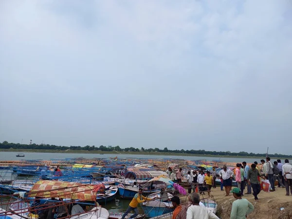 Triveni Sangam Soutok Gangy Gangy Yamuny Mýtické Řeky Saraswati Triveni — Stock fotografie