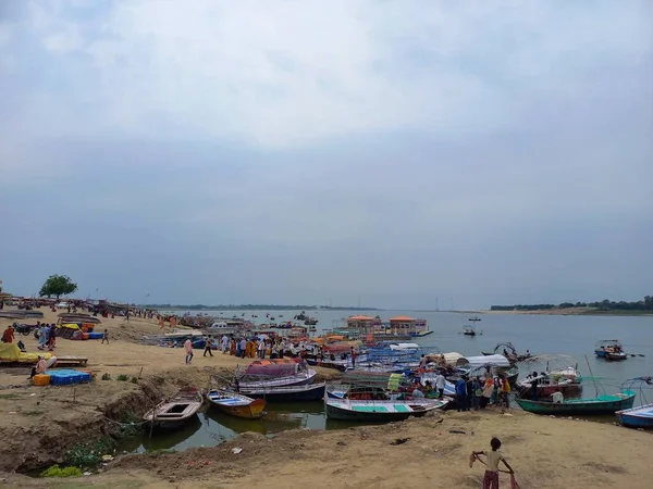 Triveni Sangam Confluence Theganges Ganga Yamuna Mythical Saraswati River Triveni — Stok Foto