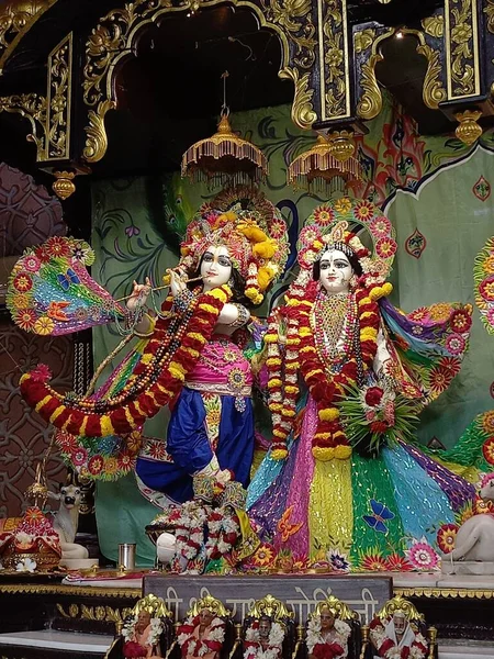 Beautiful Dresses Lord Krishna Radha Rani Beautiful Makeup Both Mesmerizing — Photo