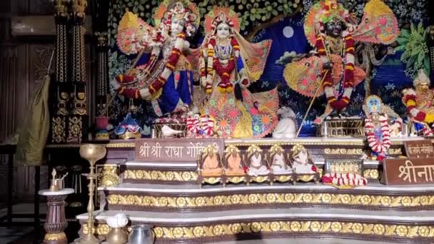 印度古吉拉特Iskcon Temple Ahmedabad的Radha Govindji雕塑 — 图库视频影像