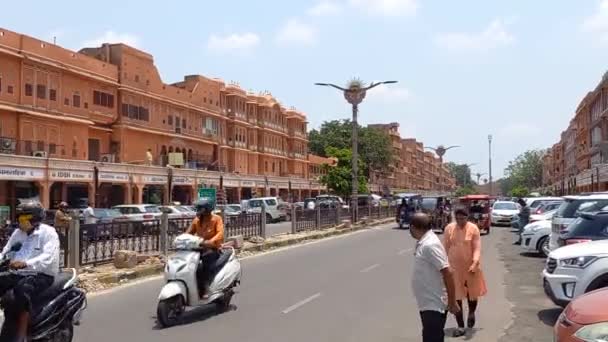 Estrada Jaipur Gulabi Nagari Cidade Rosa — Vídeo de Stock
