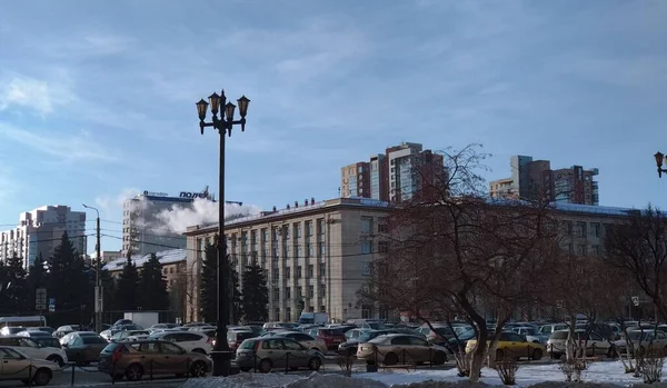 Chelyabinsk Rusia Diciembre 2020 Avenida Lenin Ciudad Mañana Invierno —  Fotos de Stock