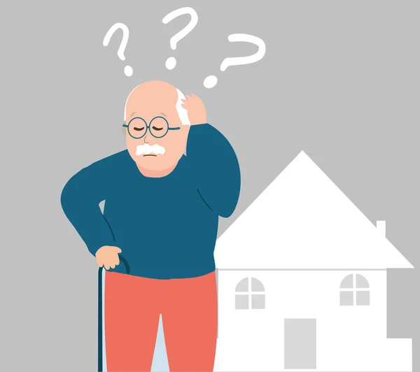 Old Man Lost His Way Needs Help Elderly Male Walking — Stock Vector