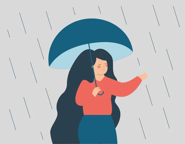 Woman Experiences Anxiety Intends Step Out Her Comfort Zone Young — 스톡 벡터